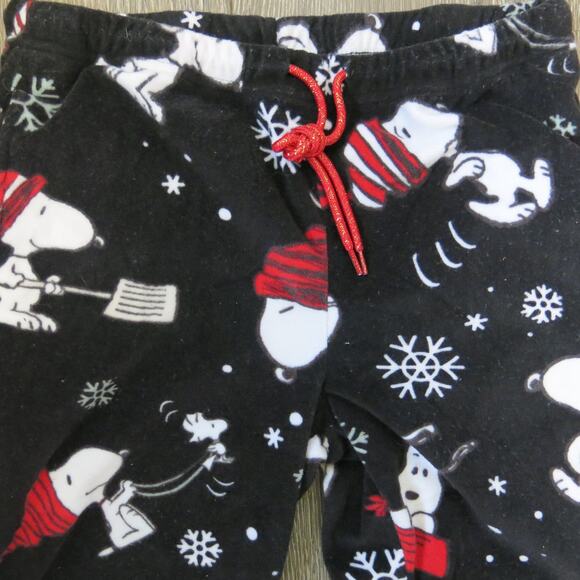 PEANUTS Snoopy Woodstock Fleece Pajama Pants Size XS 0/2 Winter Snowflakes Warm - Picture 3 of 8